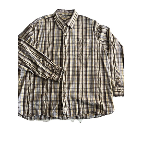 Tommy Bahama Shirt Men XXL Beige Plaid Check Long Sleeve Button Down - Picture 3 of 9